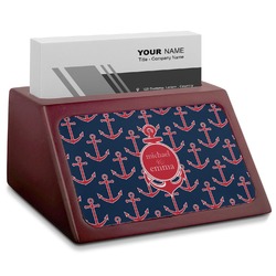 All Anchors Red Mahogany Business Card Holder (Personalized)
