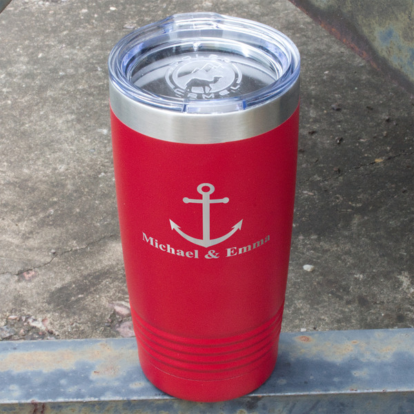 All Anchors Red Polar Camel Tumbler - 20oz - Angled