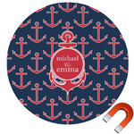All Anchors Round Car Magnet - 6" (Personalized)