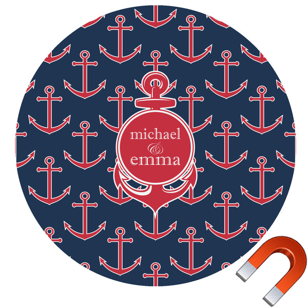 Custom All Anchors Round Car Magnet - 6" (Personalized)