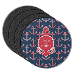 All Anchors Round Rubber Backed Coasters - Set of 4 (Personalized)