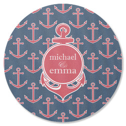 All Anchors Round Rubber Backed Coaster (Personalized)