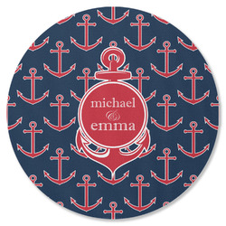 All Anchors Round Rubber Backed Coaster (Personalized)