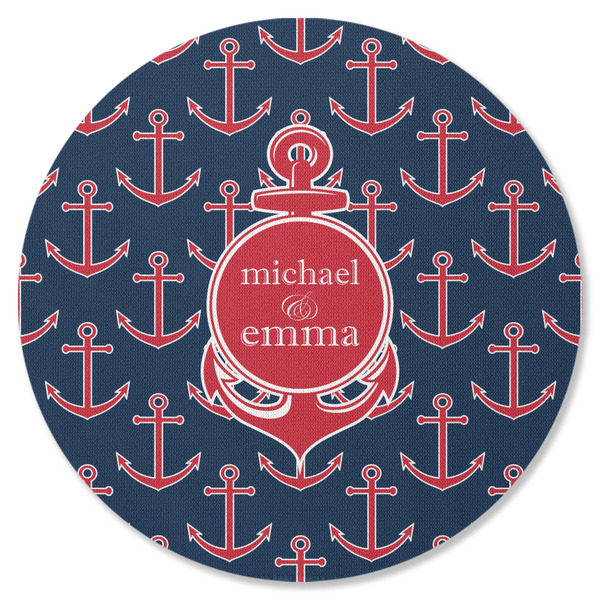 All Anchors Round Coaster Rubber Back - Single
