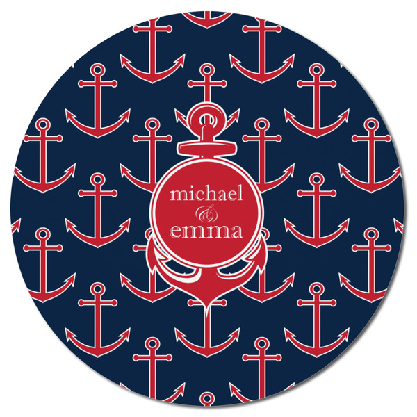 All Anchors Round Fridge Magnet - FRONT