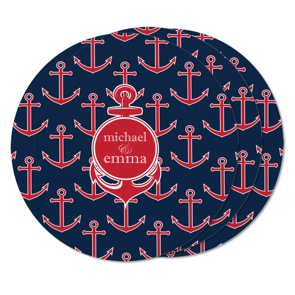 All Anchors Round Fridge Magnet - THREE