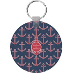 All Anchors Round Plastic Keychain (Personalized)