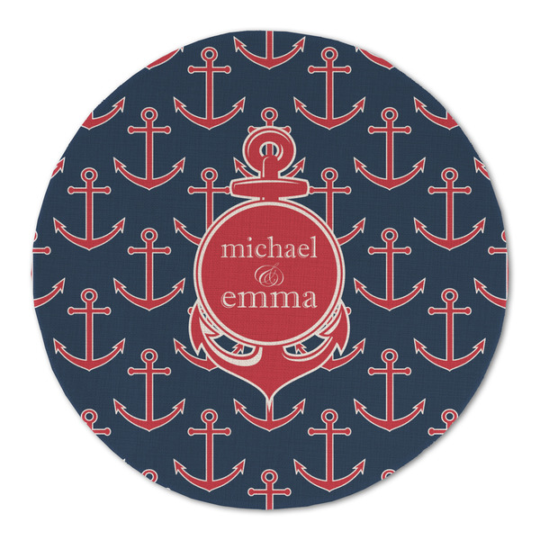 All Anchors Round Linen Placemats - FRONT (Double Sided)