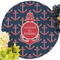 All Anchors Round Linen Placemats - Front (w flowers)