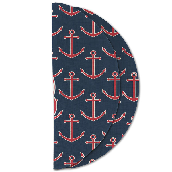 All Anchors Round Linen Placemats - HALF FOLDED (double sided)