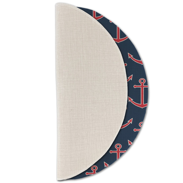 All Anchors Round Linen Placemats - HALF FOLDED (single sided)