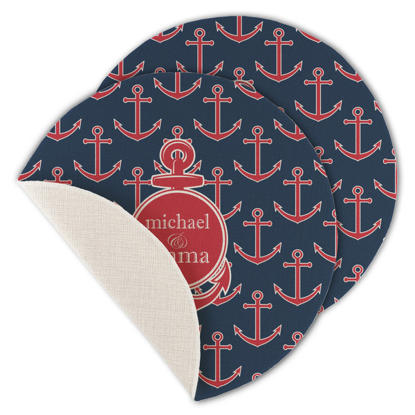 Custom All Anchors Round Linen Placemat - Single Sided - Set of 4 (Personalized)