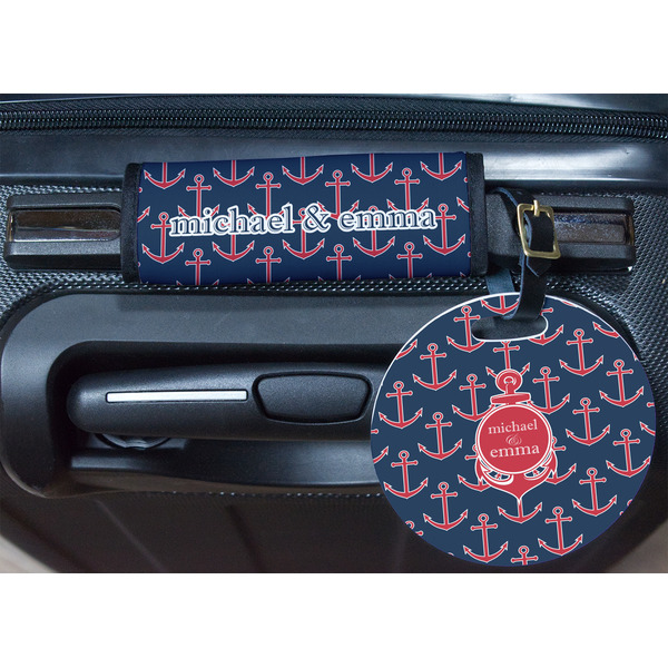 All Anchors Round Luggage Tag & Handle Wrap - In Context
