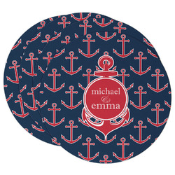 All Anchors Round Paper Coasters w/ Couple's Names