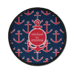 All Anchors Iron On Round Patch w/ Couple's Names