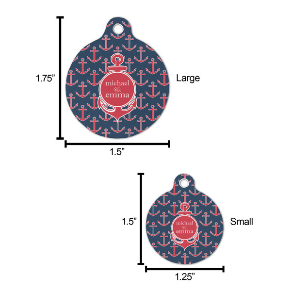 All Anchors Round Pet ID Tag - Large - Comparison Scale