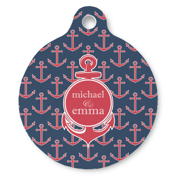Custom All Anchors Round Pet ID Tag - Large (Personalized)