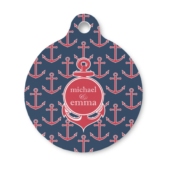 Custom All Anchors Round Pet ID Tag - Small (Personalized)