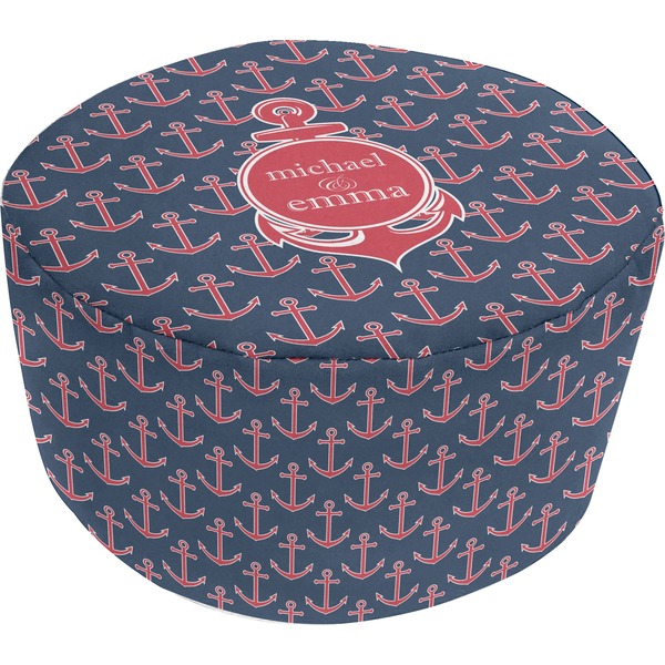 Custom All Anchors Round Pouf Ottoman (Personalized)