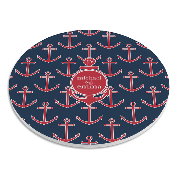 All Anchors Round Stone Trivet - Angle View
