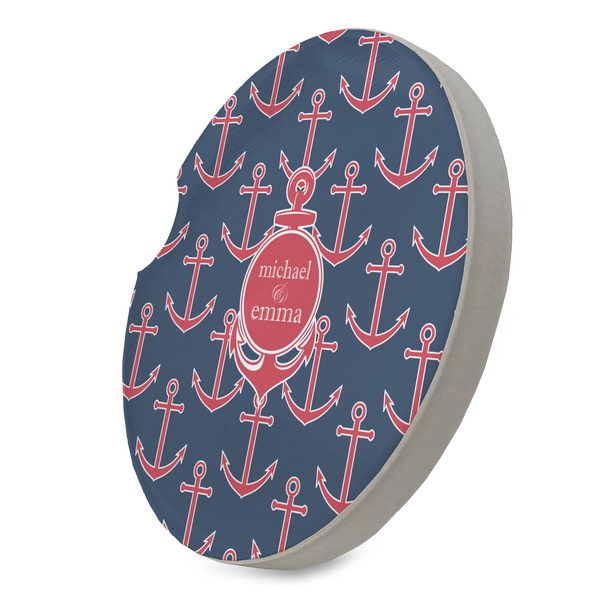 All Anchors Sandstone Car Coaster - STANDING ANGLE