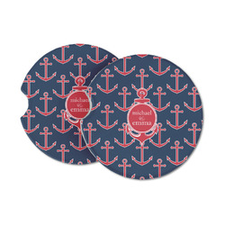 All Anchors Sandstone Car Coasters - Set of 2 (Personalized)