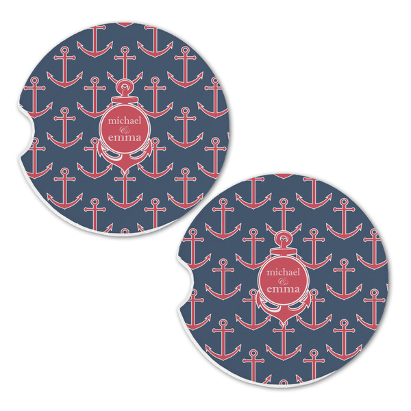 All Anchors Sandstone Car Coasters - Set of 2