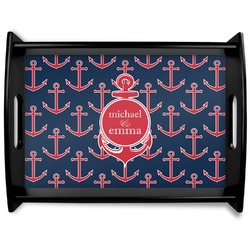 All Anchors Black Wooden Tray - Large (Personalized)