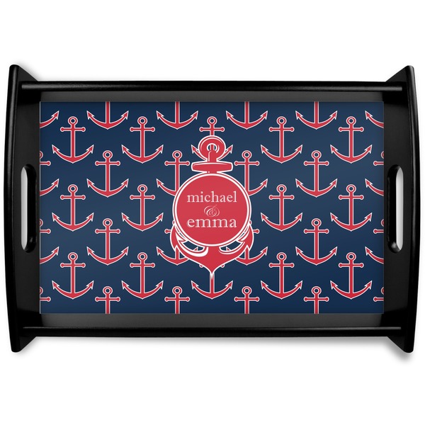 Custom All Anchors Black Wooden Tray - Small (Personalized)