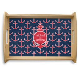 All Anchors Natural Wooden Tray - Small (Personalized)
