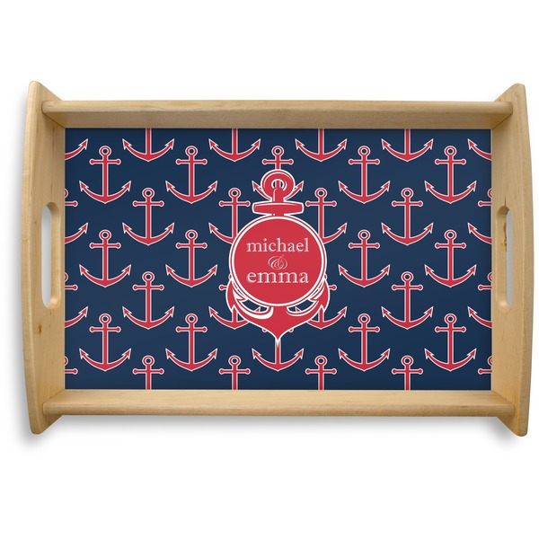Custom All Anchors Natural Wooden Tray - Small (Personalized)