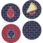 All Anchors Set of 4 Glass Appetizer / Dessert Plate 8" (Personalized)