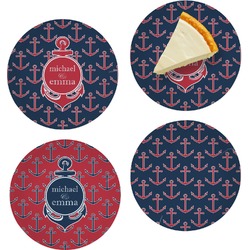 All Anchors Set of 4 Glass Appetizer / Dessert Plate 8" (Personalized)