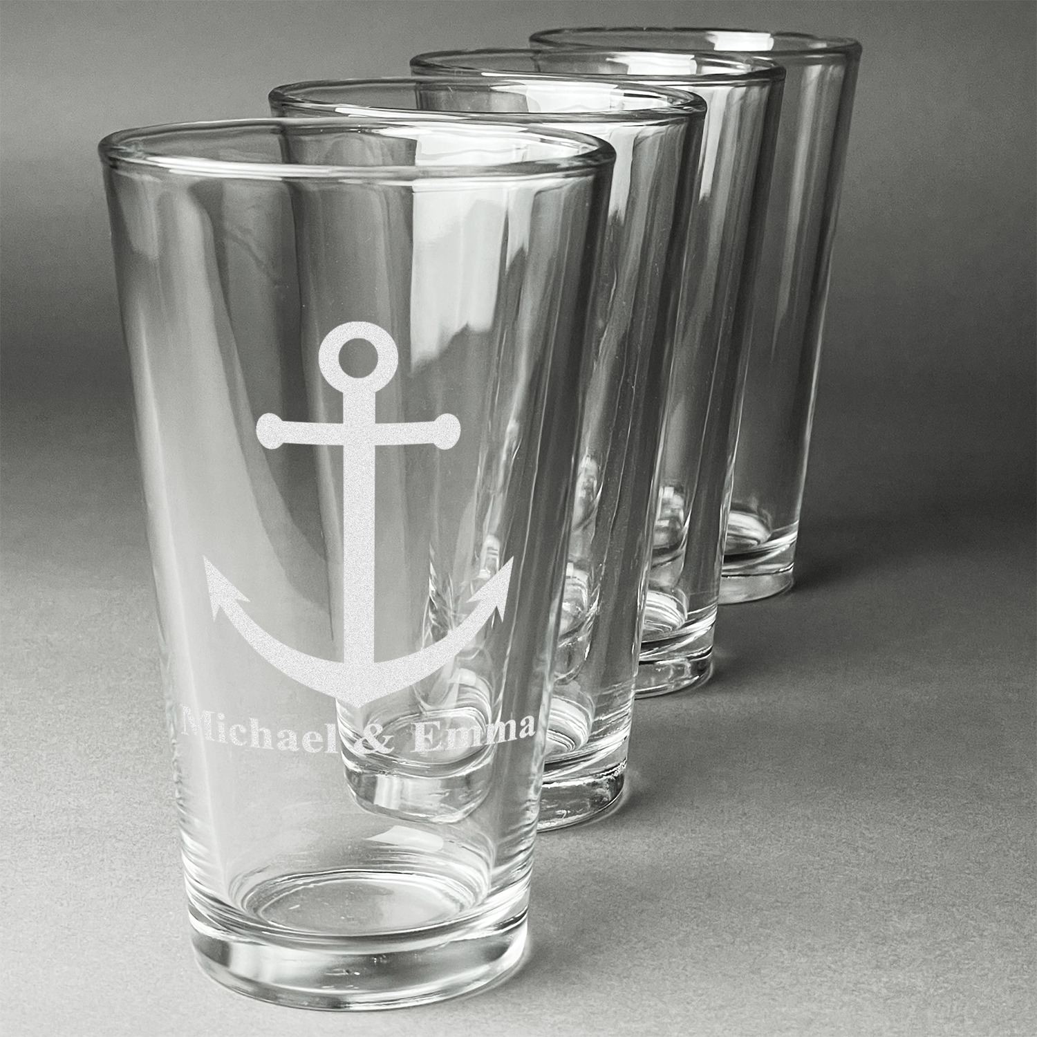 All Anchors Beer Glasses (Set of 4) (Personalized) YouCustomizeIt