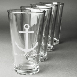 All Anchors Pint Glasses - Engraved (Set of 4) (Personalized)