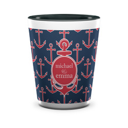 All Anchors Ceramic Shot Glass - 1.5 oz - Two Tone - Single (Personalized)