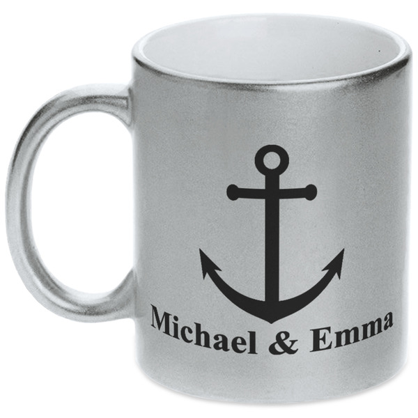 Custom All Anchors Metallic Silver Mug (Personalized)