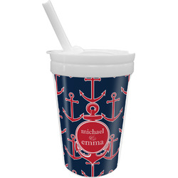 All Anchors Sippy Cup with Straw (Personalized)