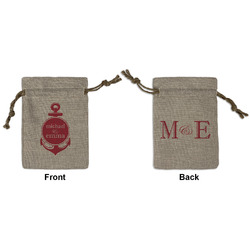 All Anchors Small Burlap Gift Bag - Front & Back (Personalized)