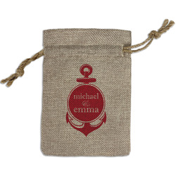 All Anchors Small Burlap Gift Bag - Front (Personalized)