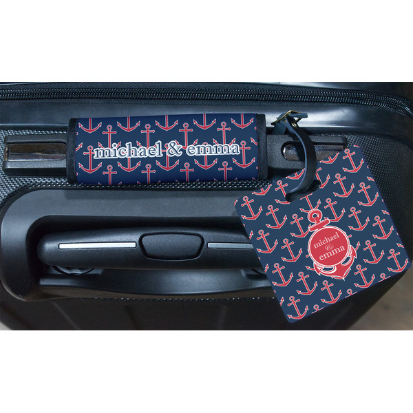 All Anchors Square Luggage Tag & Handle Wrap - In Context
