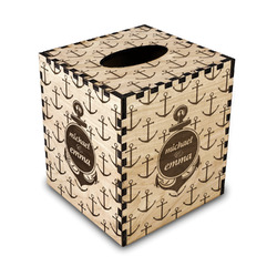 All Anchors Wood Tissue Box Cover (Personalized)