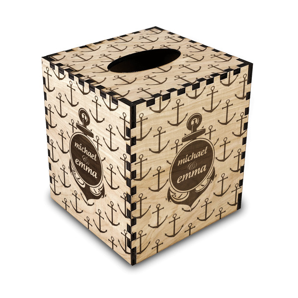 Custom All Anchors Wood Tissue Box Cover (Personalized)