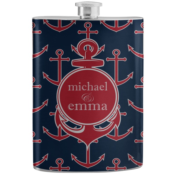 Custom All Anchors Stainless Steel Flask (Personalized)