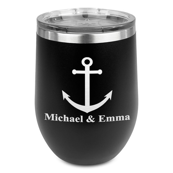 Custom All Anchors Stemless Wine Tumbler - 5 Color Choices - Stainless Steel  (Personalized)