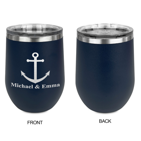 All Anchors Stainless Wine Tumblers - Navy - Single Sided - Approval