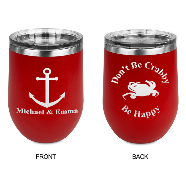 All Anchors Stainless Wine Tumblers - Red - Double Sided - Approval