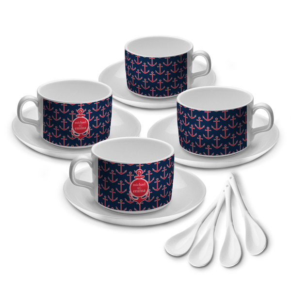 Custom All Anchors Tea Cup - Set of 4 (Personalized)