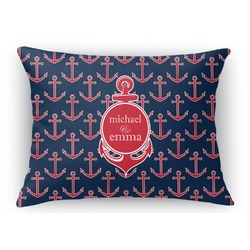 All Anchors Rectangular Throw Pillow Case - 12"x18" (Personalized)