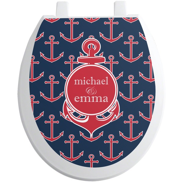 Custom All Anchors Toilet Seat Decal - Round (Personalized)